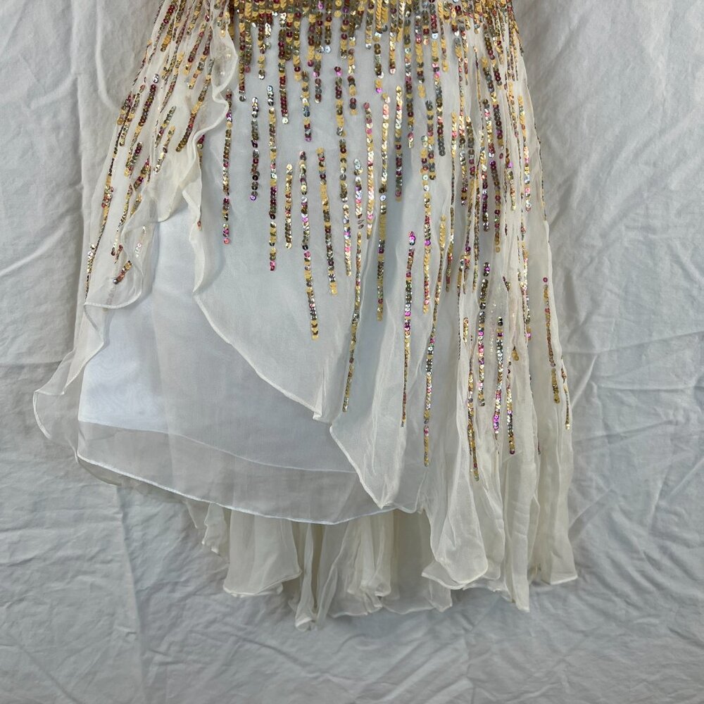 NWT Sherri Hill 8443 White Gold Strapless Formal Dress $278 - Picture 4 of 10